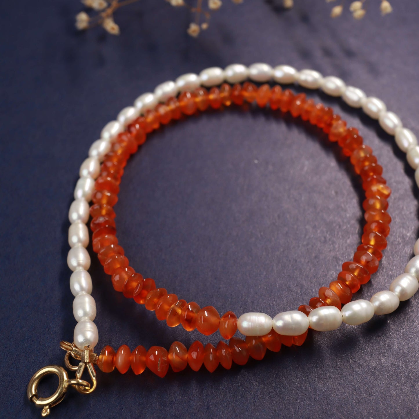 Pearl meets Carnelian Choker